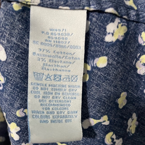 Boden Riviera Button Front Belted Shirt Dress Navy Blue Floral Size 10L - Picture 8 of 9